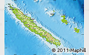 Physical Map of New Caledonia, darken, desaturated, land only