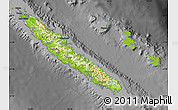 Physical Map of New Caledonia, darken, desaturated