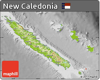 Physical Map of New Caledonia, desaturated