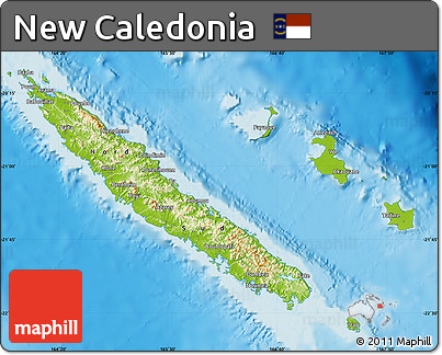 Physical Map of New Caledonia