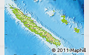 Physical Map of New Caledonia, lighten, desaturated, land only