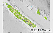 Physical Map of New Caledonia, lighten, desaturated