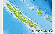 Physical Map of New Caledonia, lighten, land only