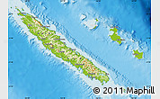 Physical Map of New Caledonia, lighten, semi-desaturated, land only