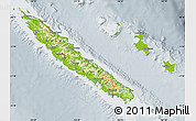 Physical Map of New Caledonia, lighten, semi-desaturated