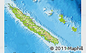 Physical Map of New Caledonia, political outside