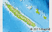 Physical Map of New Caledonia, political shades outside