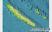 Physical Map of New Caledonia, single color outside, satellite sea