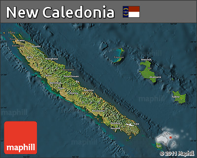 Satellite Map of New Caledonia, darken