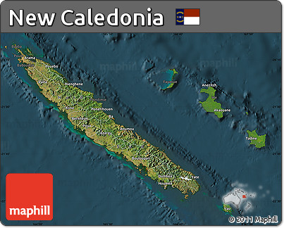 Satellite Map of New Caledonia, darken
