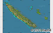 Satellite Map of New Caledonia, darken, semi-desaturated, land only