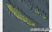 Satellite Map of New Caledonia, darken, semi-desaturated