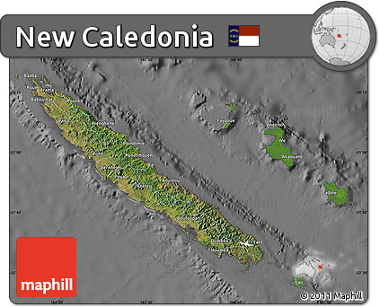 Satellite Map of New Caledonia, desaturated
