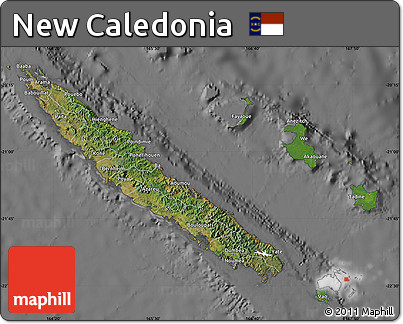 Satellite Map of New Caledonia, desaturated