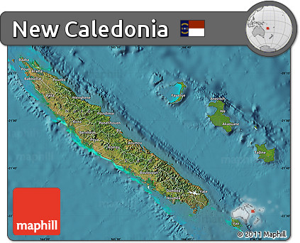 Satellite Map of New Caledonia, political outside, satellite sea