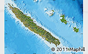 Satellite Map of New Caledonia, political shades outside