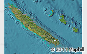 Satellite Map of New Caledonia, political shades outside, satellite sea