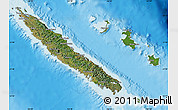 Satellite Map of New Caledonia, shaded relief outside