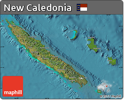 Satellite Map of New Caledonia, single color outside