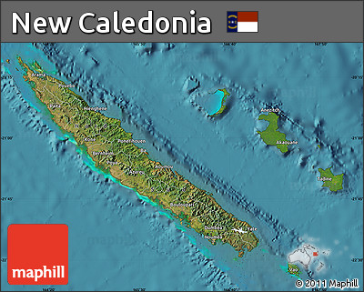 Satellite Map of New Caledonia, single color outside