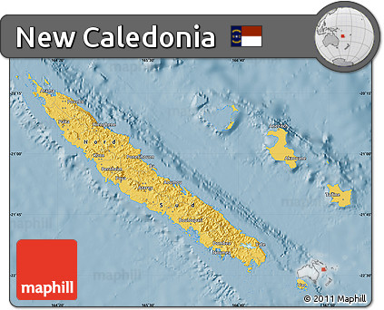 Savanna Style Map of New Caledonia, single color outside