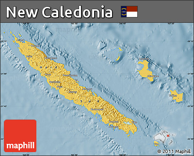 Savanna Style Map of New Caledonia, single color outside