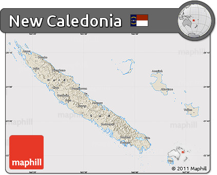 Shaded Relief Map of New Caledonia, cropped outside