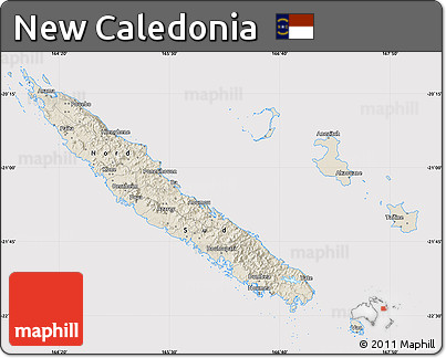 Shaded Relief Map of New Caledonia, cropped outside