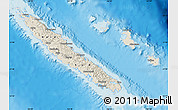 Shaded Relief Map of New Caledonia, lighten, desaturated, land only