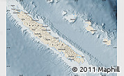 Shaded Relief Map of New Caledonia, semi-desaturated