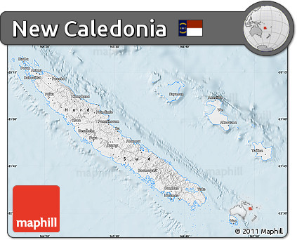 Silver Style Map of New Caledonia