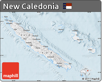 Silver Style Map of New Caledonia