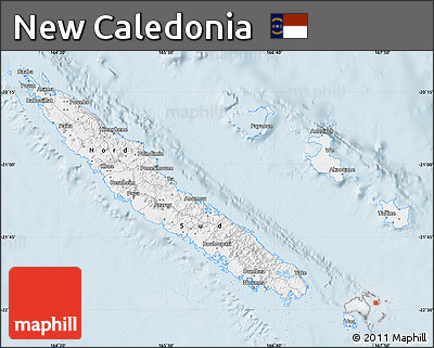 Silver Style Map of New Caledonia