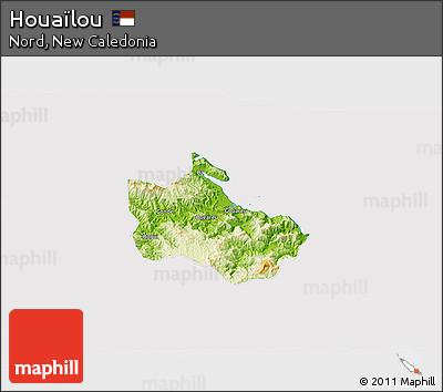 Physical 3D Map of Houaïlou, cropped outside