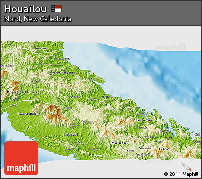Physical 3D Map of Houaïlou