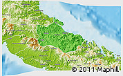 Political 3D Map of Houaïlou, physical outside