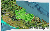 Political 3D Map of Houaïlou, satellite outside
