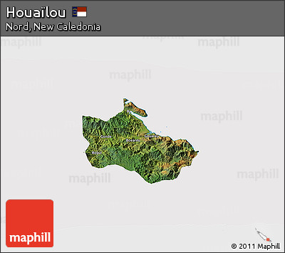 Satellite 3D Map of Houaïlou, cropped outside