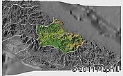 Satellite 3D Map of Houaïlou, desaturated