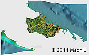 Satellite 3D Map of Houaïlou, single color outside