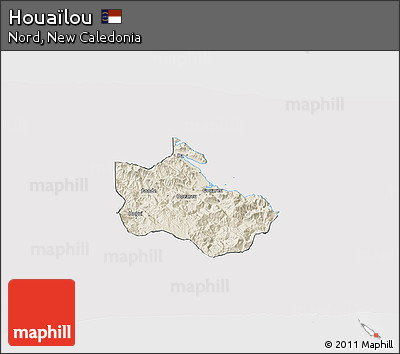 Shaded Relief 3D Map of Houaïlou, cropped outside