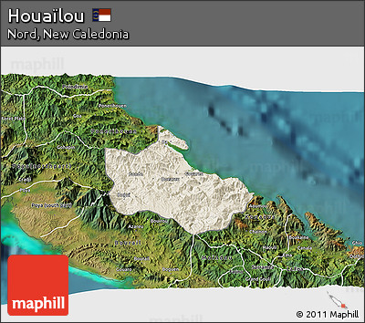 Shaded Relief 3D Map of Houaïlou, satellite outside