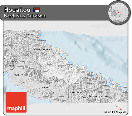 Silver Style 3D Map of Houaïlou