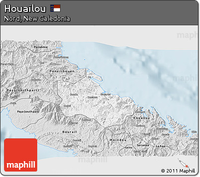 Silver Style 3D Map of Houaïlou