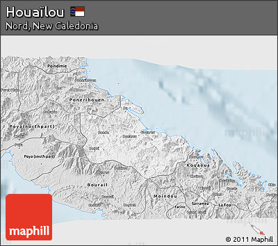 Silver Style 3D Map of Houaïlou