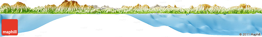 Shaded Relief Horizon Map of Houaïlou, physical outside