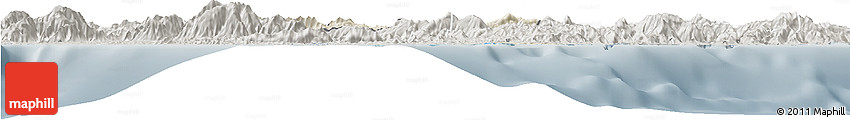 Shaded Relief Horizon Map of Houaïlou, semi-desaturated