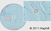 Gray Location Map of Houaïlou, highlighted country, within the entire country, hill shading