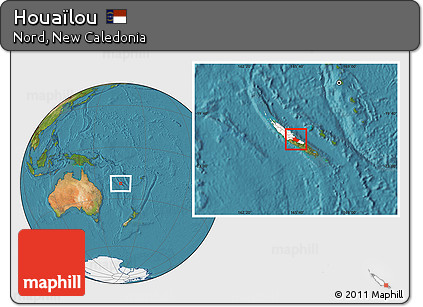 Satellite Location Map of Houaïlou, highlighted parent region