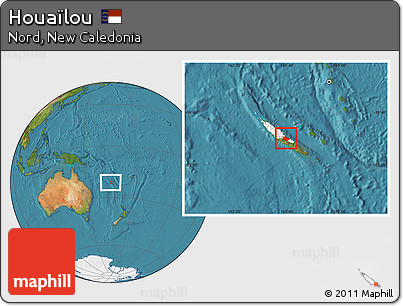 Satellite Location Map of Houaïlou, highlighted parent region